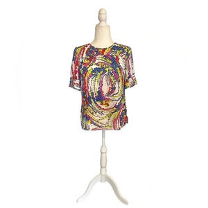 Talbots Colorful Floral Flutter Sleeve Top